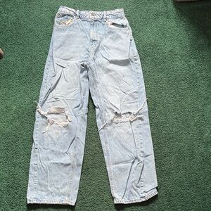 Garage Women's Light Blue High Rise Distressed Jeans